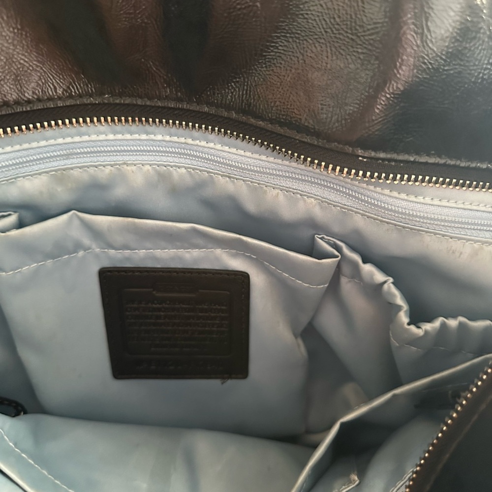 Coach Shiny Black Leather Diaper Bag - GUC - Picture 5 of 8